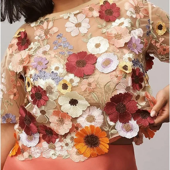 3D floral Sheer Top - Picture 1 of 5